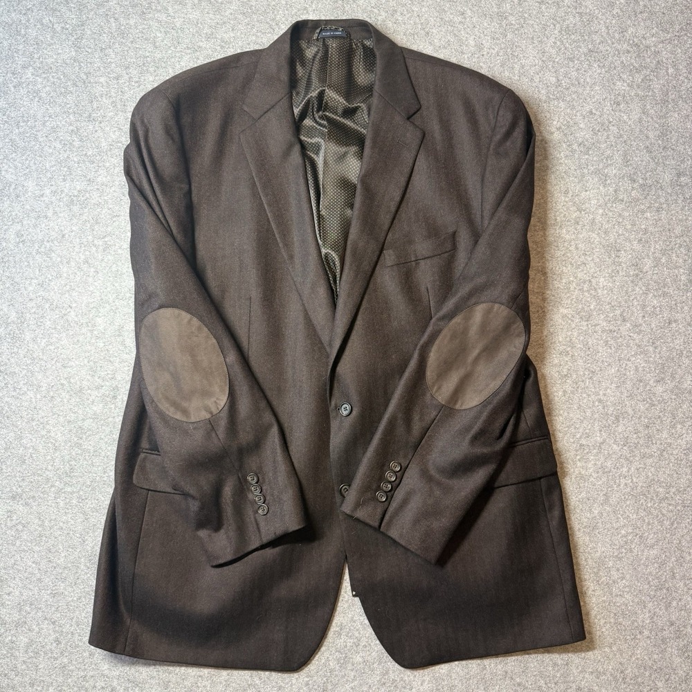 Ralph Lauren Mens 50L Wool Cashmere Blazer Brown Sport Coat Elbow Patches